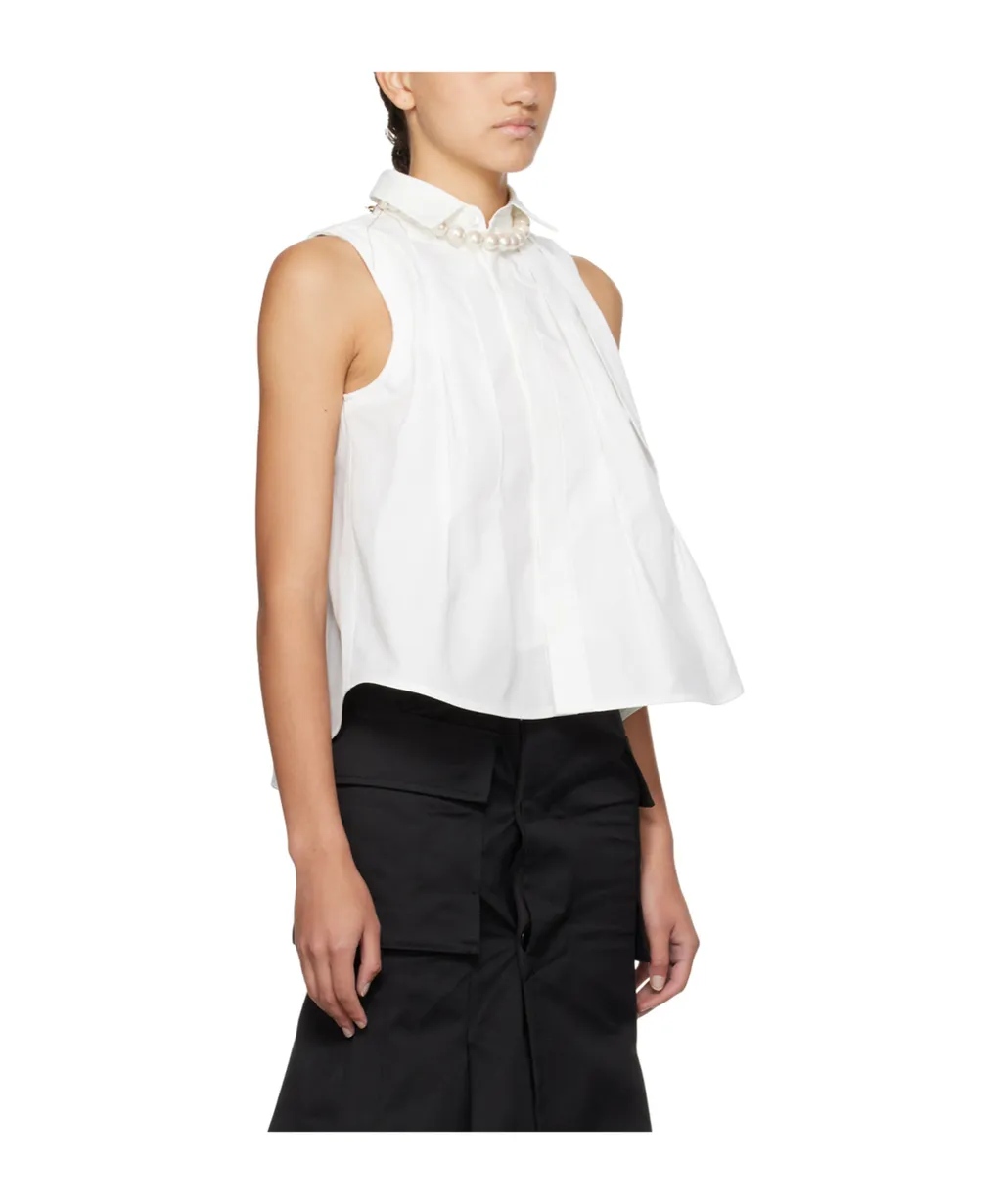 Sacai Pleated Flared Hem Sleeveless Shirt