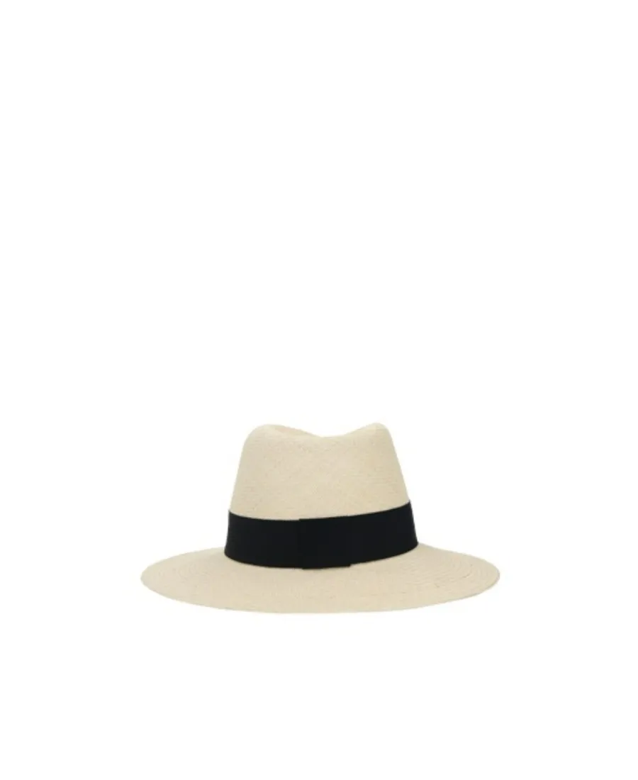 Maison Michel Virginie Panama Fedora Ribbon Hat