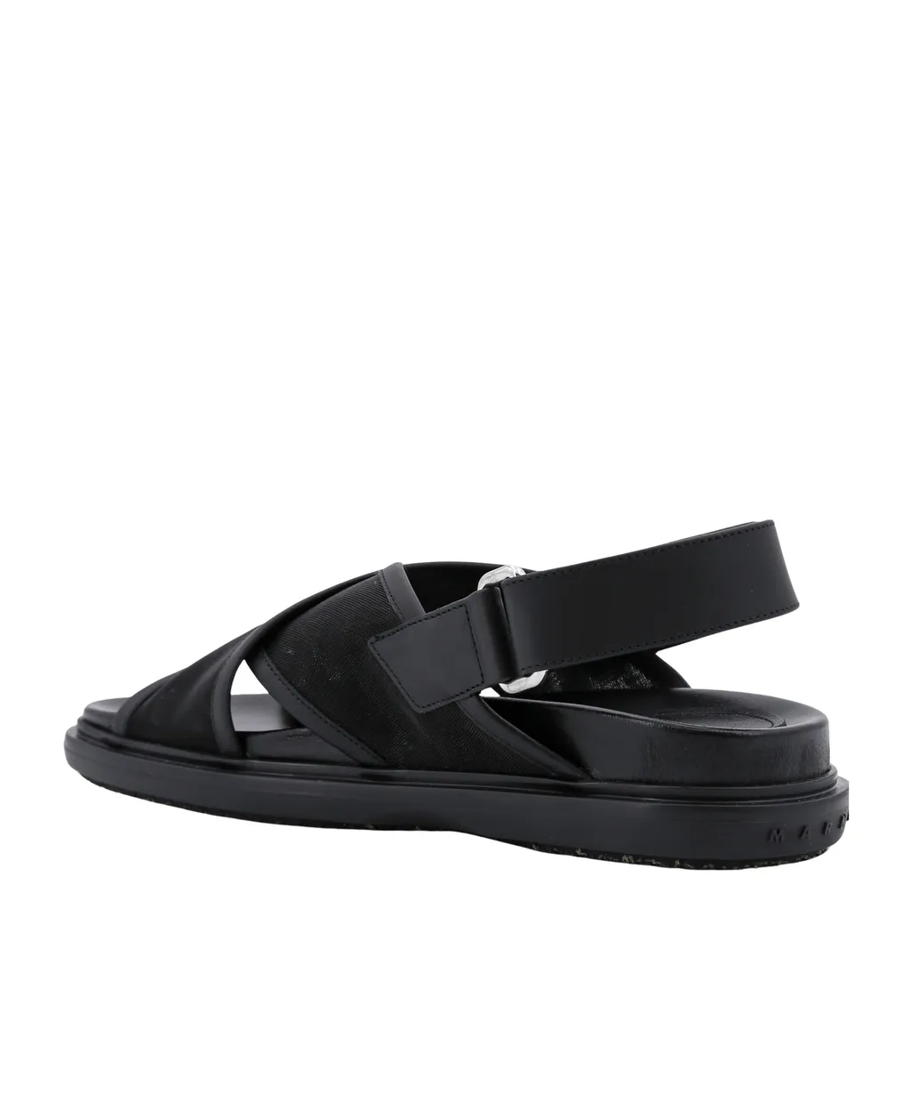 Marni Logo Patch Crossover Sandals