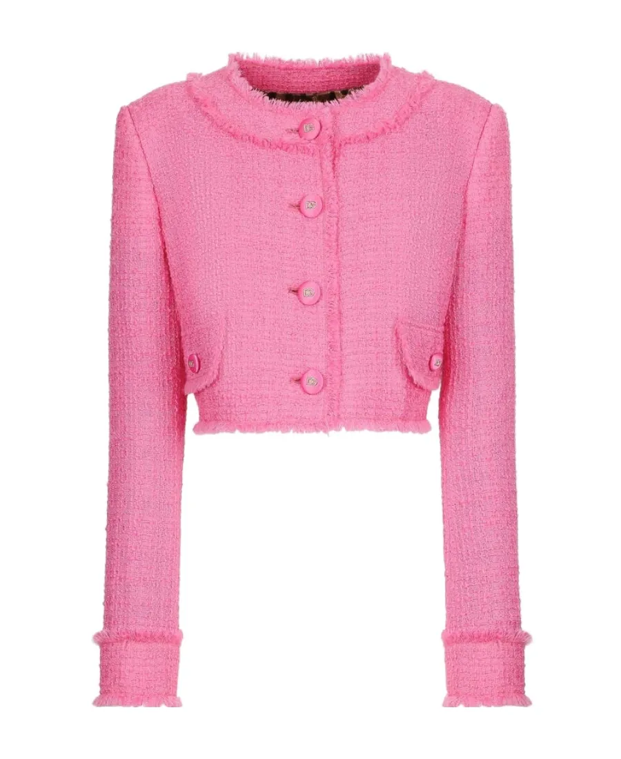 Dolce & Gabbana Frayed Hem Tweed Jacket