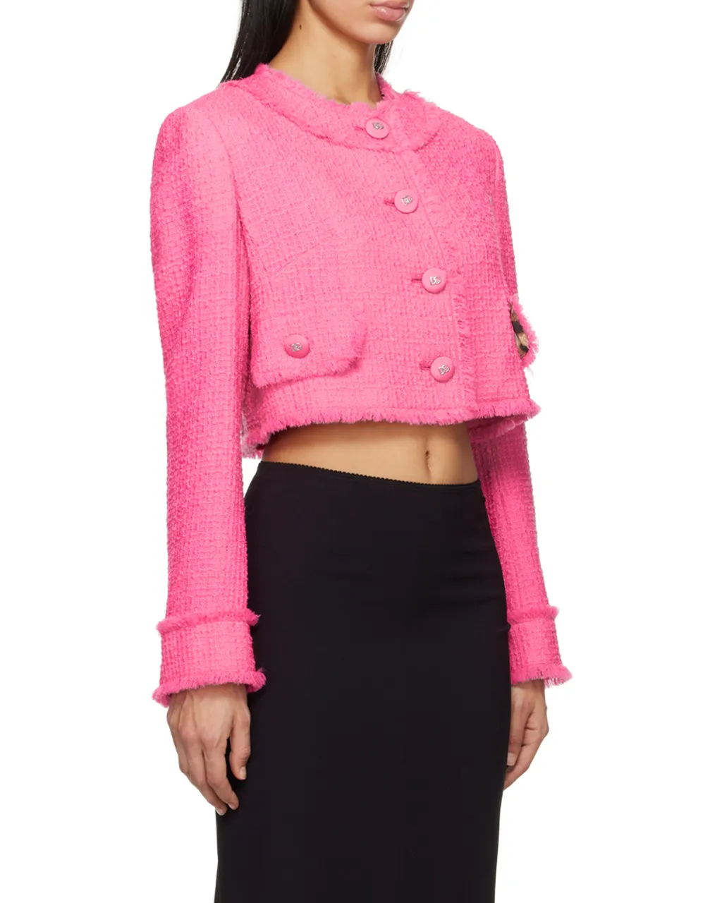 Dolce & Gabbana Frayed Hem Tweed Jacket