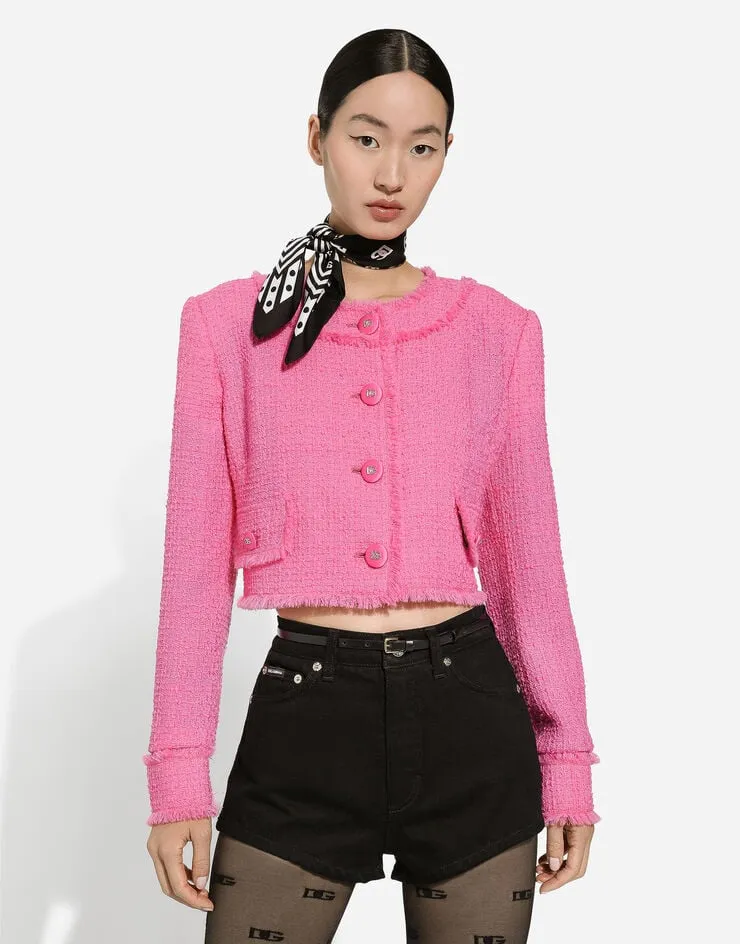 Dolce & Gabbana Frayed Hem Tweed Jacket