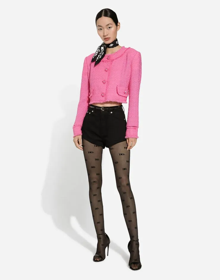 Dolce & Gabbana Frayed Hem Tweed Jacket
