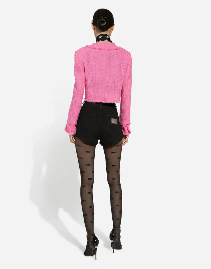 Dolce & Gabbana Frayed Hem Tweed Jacket