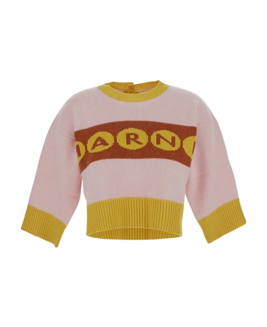 Logo-Intarsia Cropped Jumper