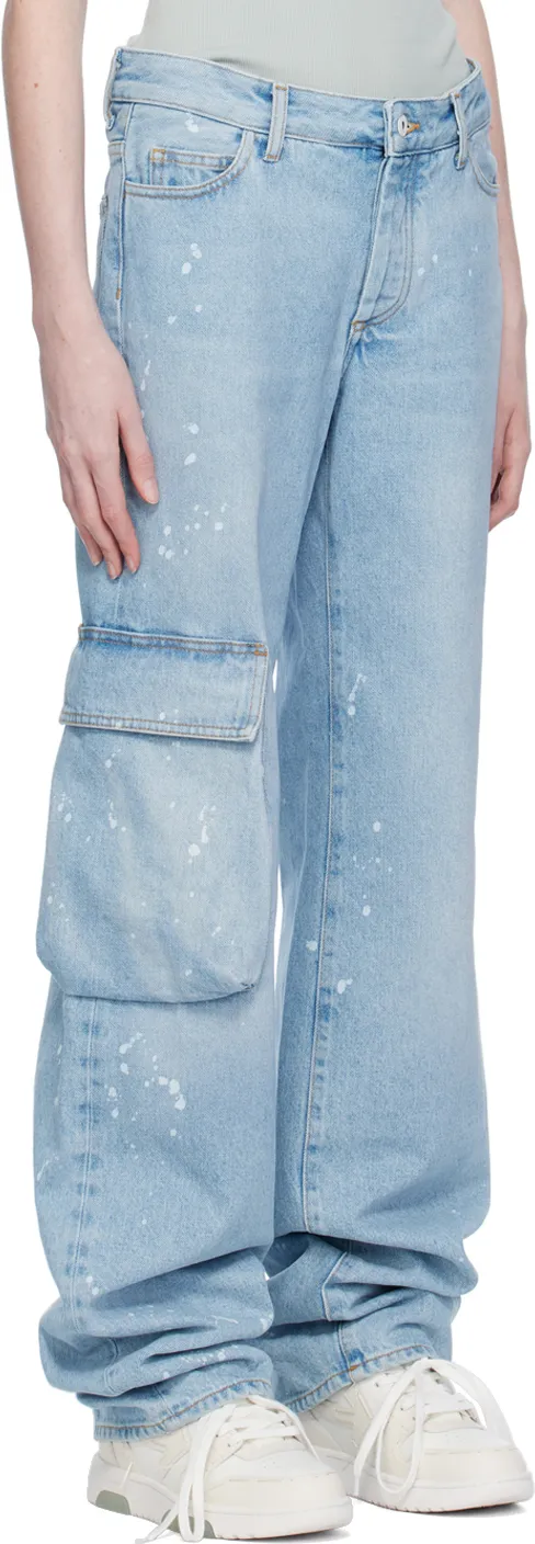 Off-White Toybox Painted Logo Patch Wide Leg Jeans