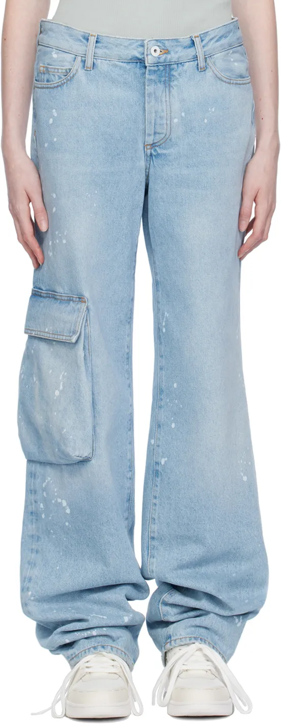 Off-White Toybox Painted Logo Patch Wide Leg Jeans