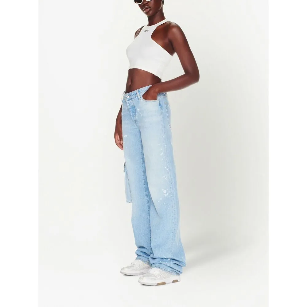 Off-White Toybox Painted Logo Patch Wide Leg Jeans