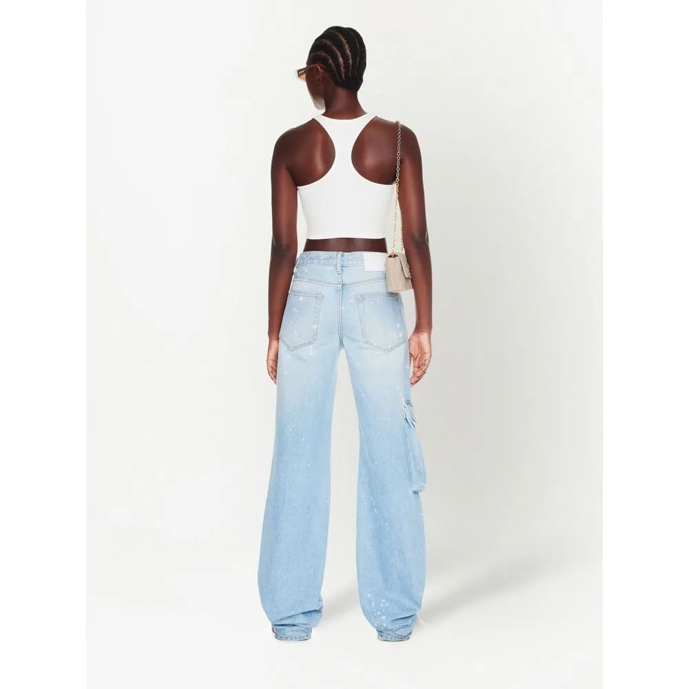 Off-White Toybox Painted Logo Patch Wide Leg Jeans