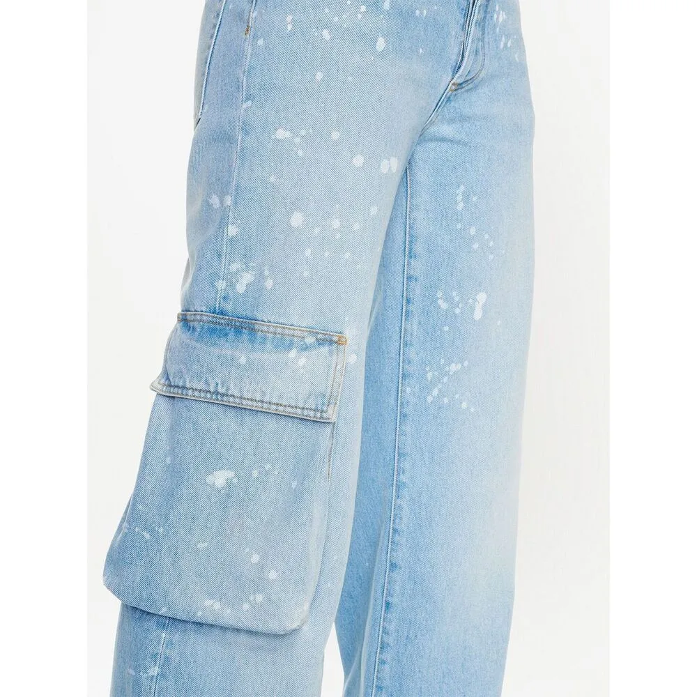Off-White Toybox Painted Logo Patch Wide Leg Jeans
