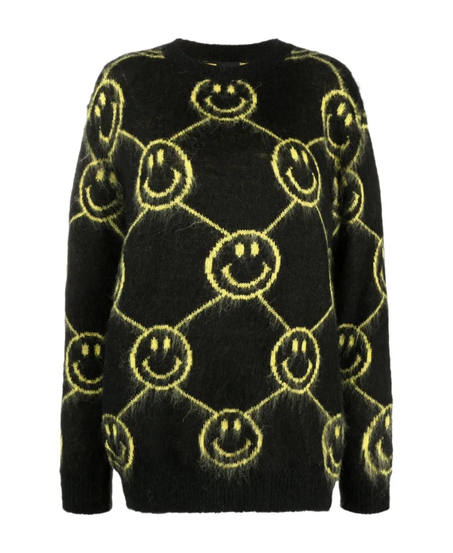 Smiley-Face Intarsia-Knit Jumper