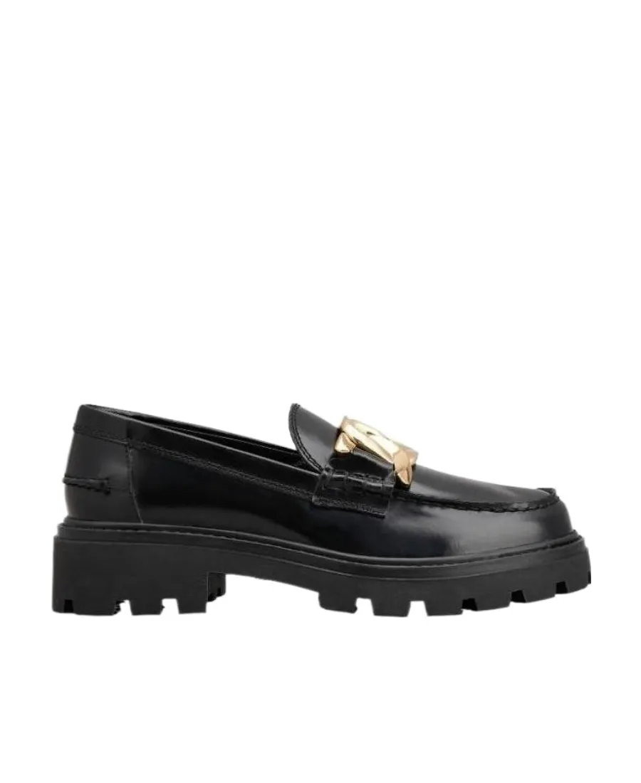 Chain-Detail Leather Loafers
