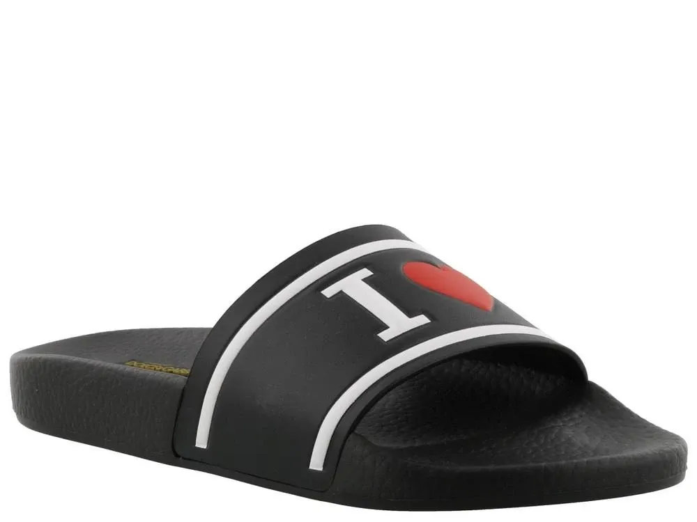 Black Logo Detail Sandals