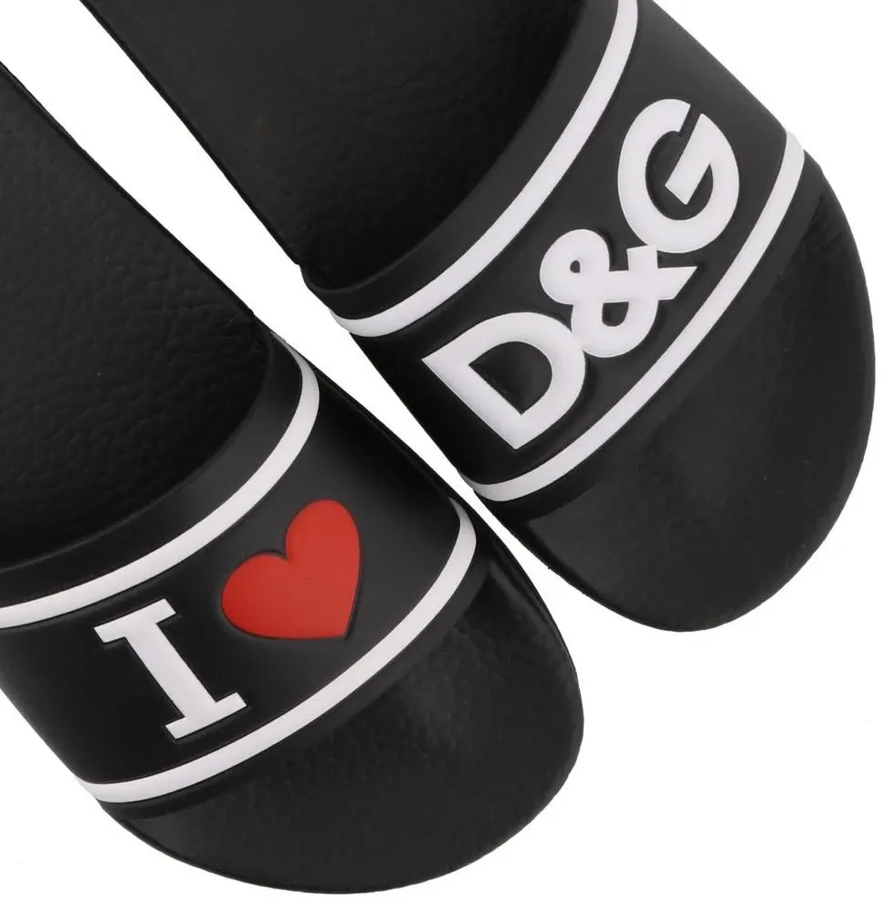 Black Logo Detail Sandals