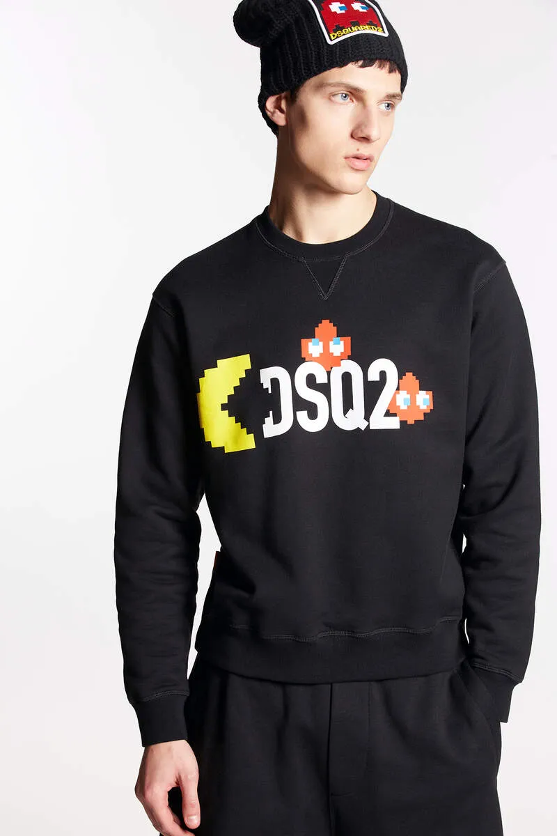 Dsquared2 Pac-Man Logo Printed Crewneck Sweatshirt