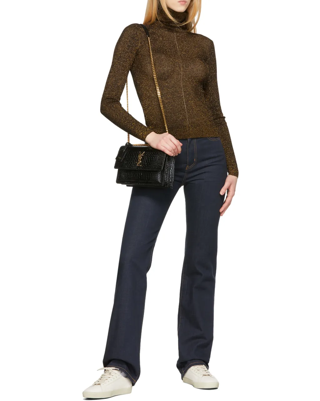 Saint Laurent Sunset Embossed Medium Shoulder Bag