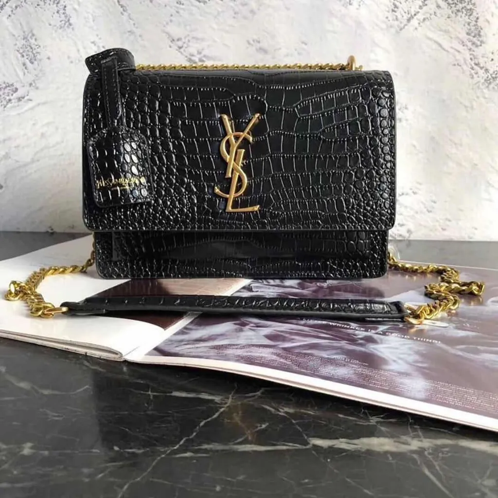 Saint Laurent Sunset Embossed Medium Shoulder Bag