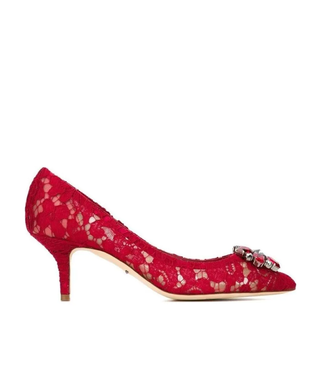 Dolce & Gabbana Crystal-Embellished Lace Pumps