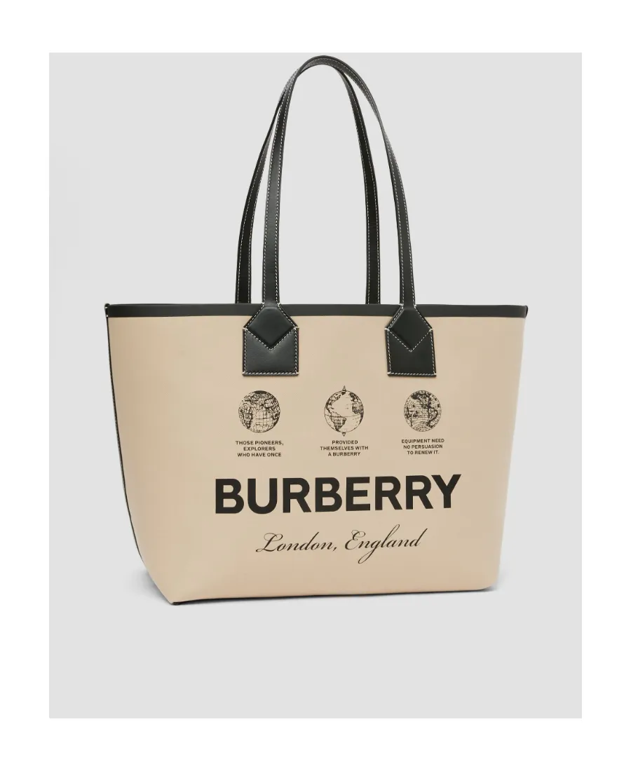 Burberry Logo Printed Top Handle Bag