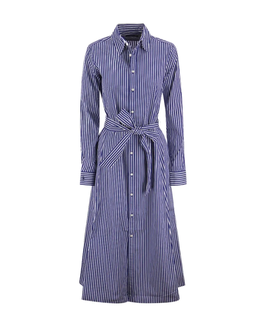 Polo Ralph Lauren Striped Belted Buttoned Shirt Dress