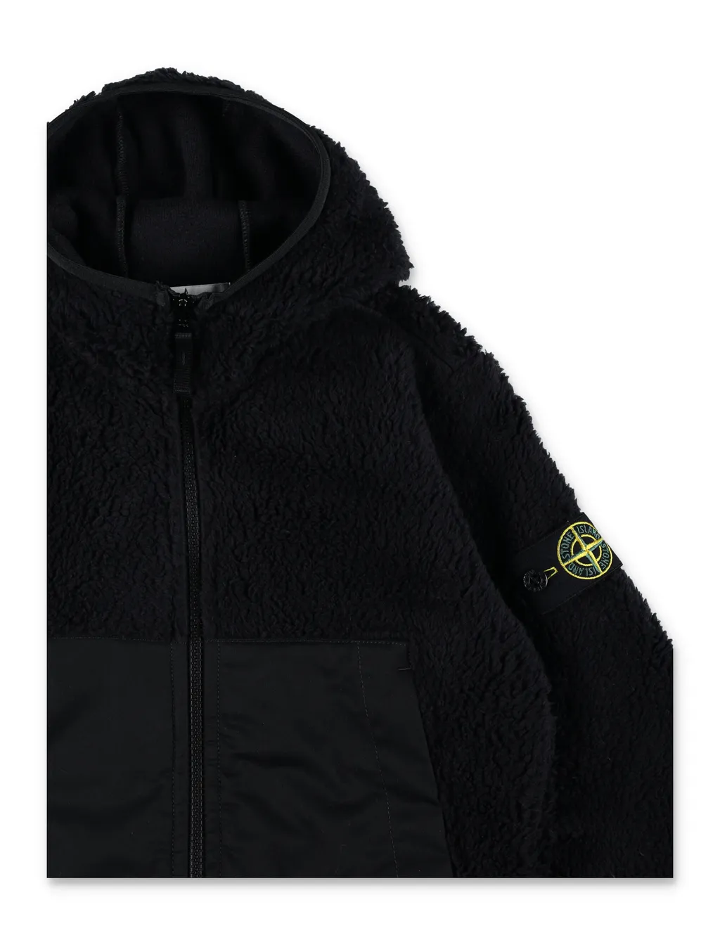Stone Island Junior Compass Patch Fleece Hoodie