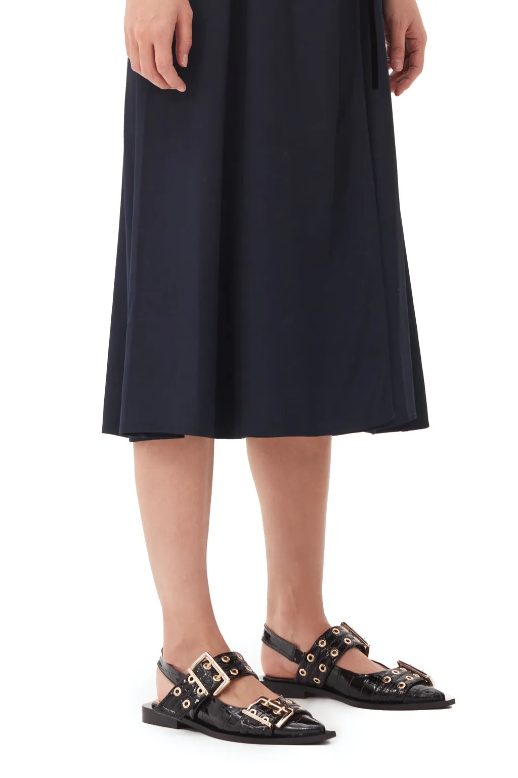 Ganni Embossed Patent Feminine Buckle Ballerinas