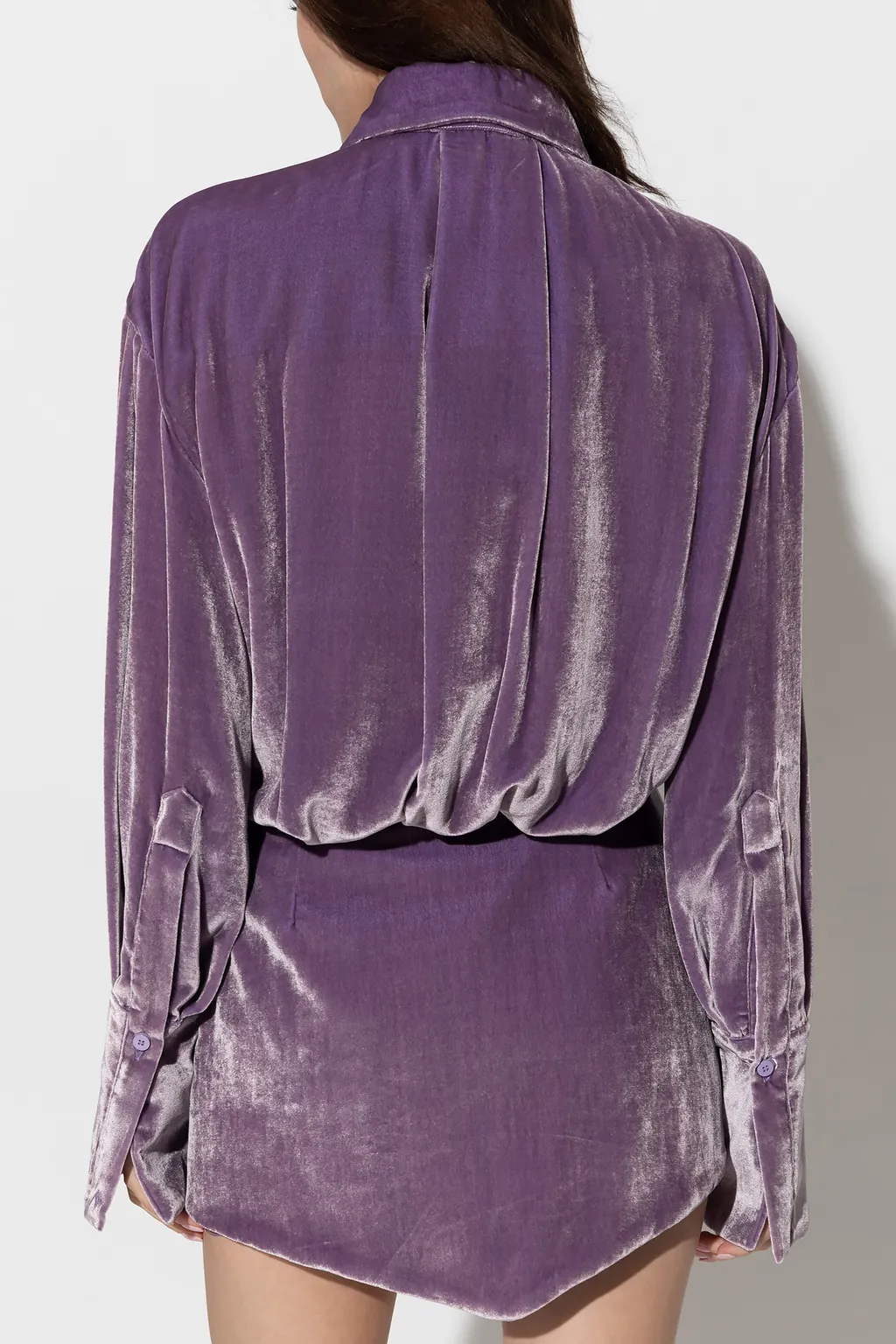 The Attico Sylvie Long Sleeved Velvet Mini Dress
