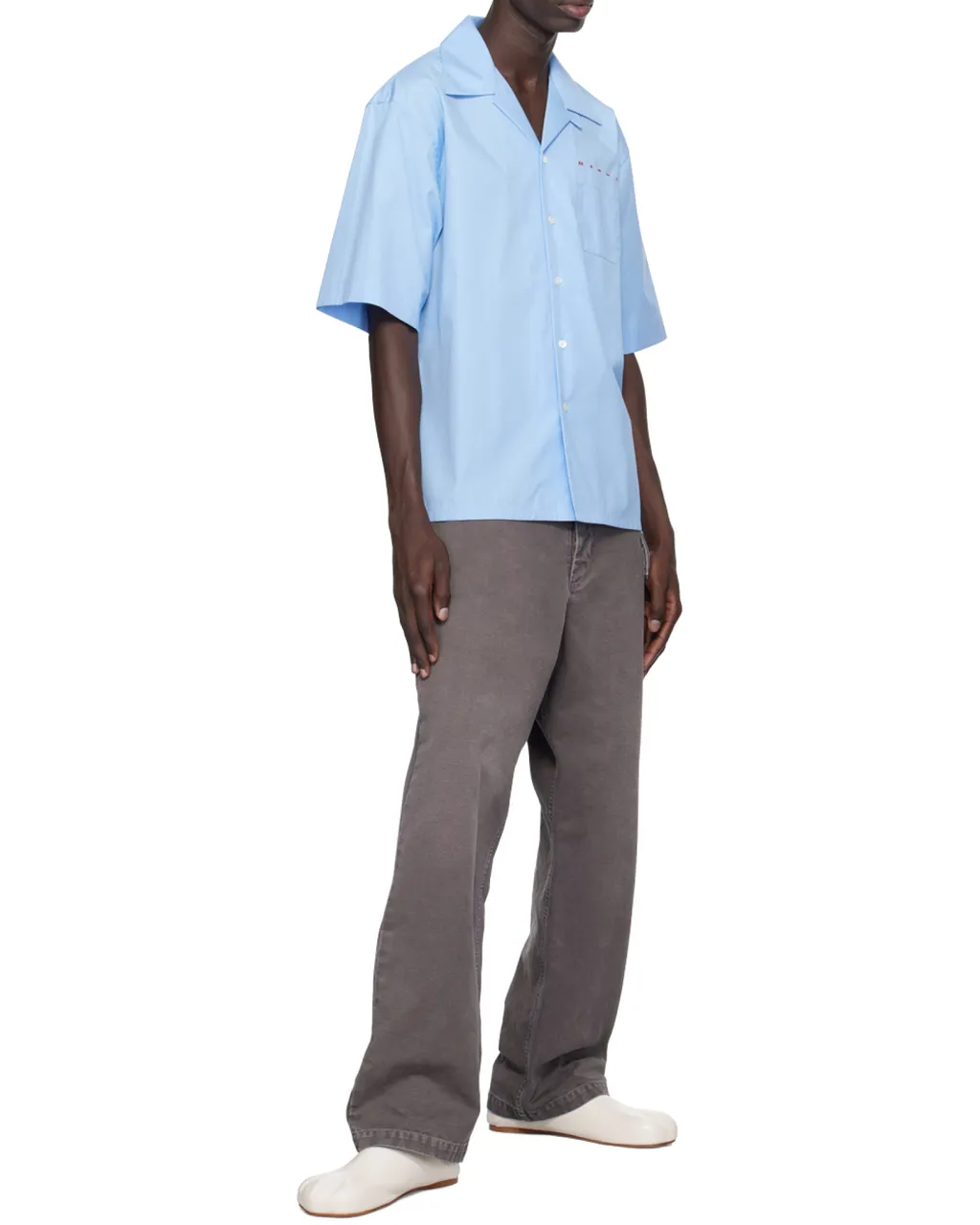 Marni Logo Printed Poplin Bowling Shirt