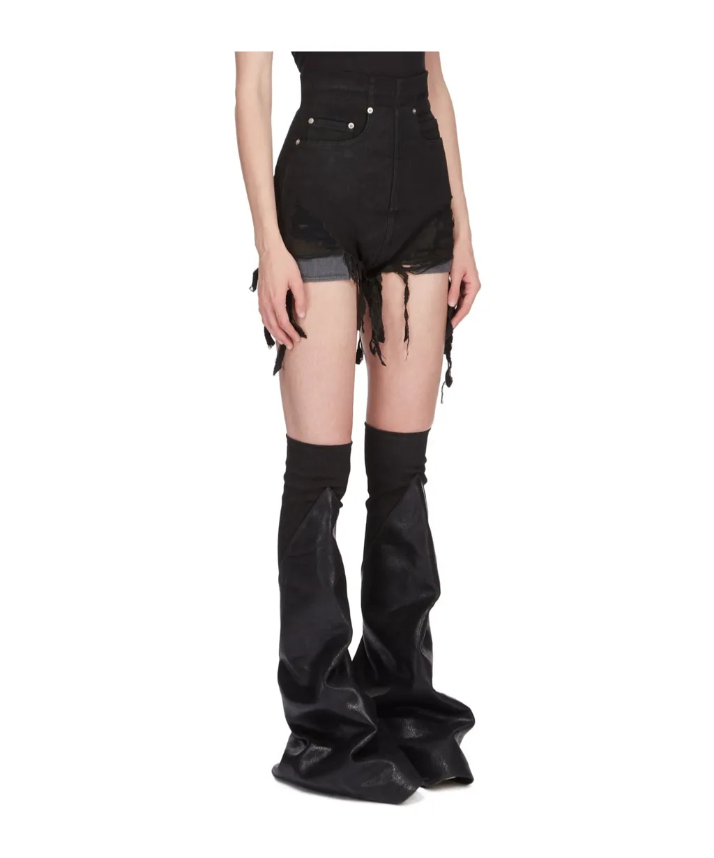 Rick Owens Drkshdw Lido Dirt High-Waist Denim Shorts