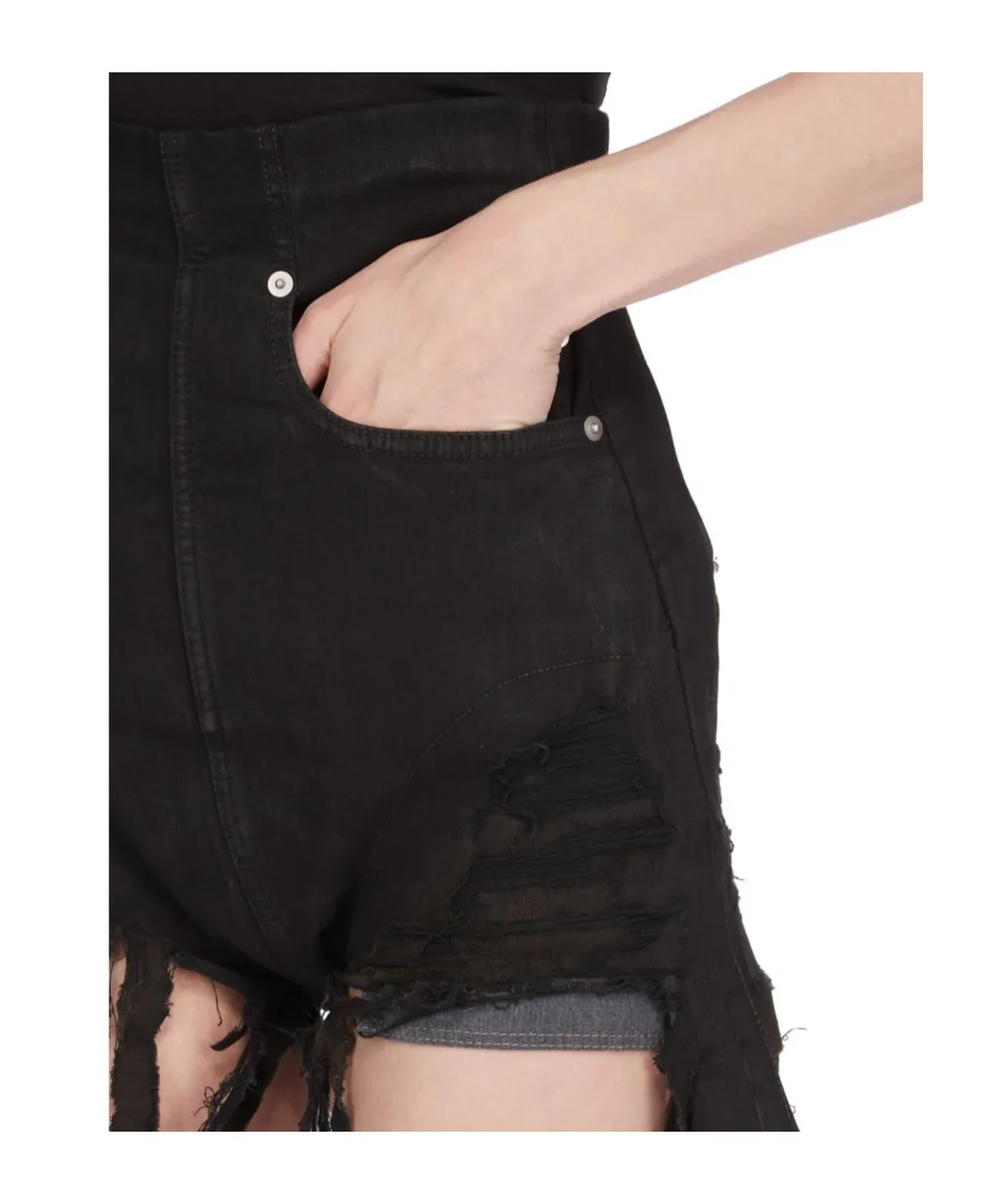 Rick Owens Drkshdw Lido Dirt High-Waist Denim Shorts
