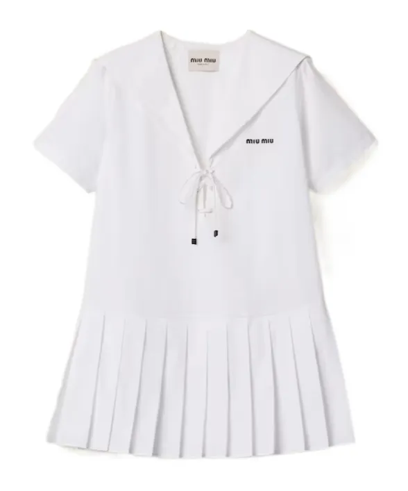 Miu Miu Short-Sleeved Poplin Dress