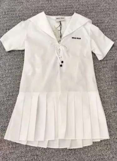 Miu Miu Short-Sleeved Poplin Dress