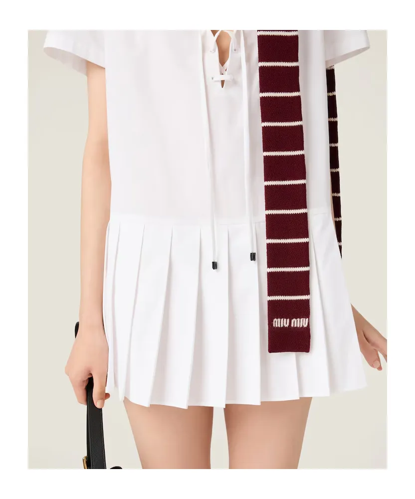 Miu Miu Short-Sleeved Poplin Dress