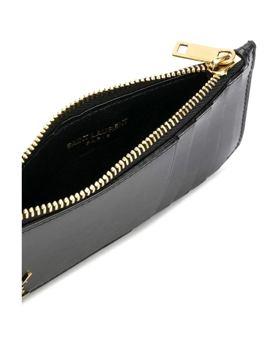 Saint Laurent Logo Plaque Zip-Up Cardholder