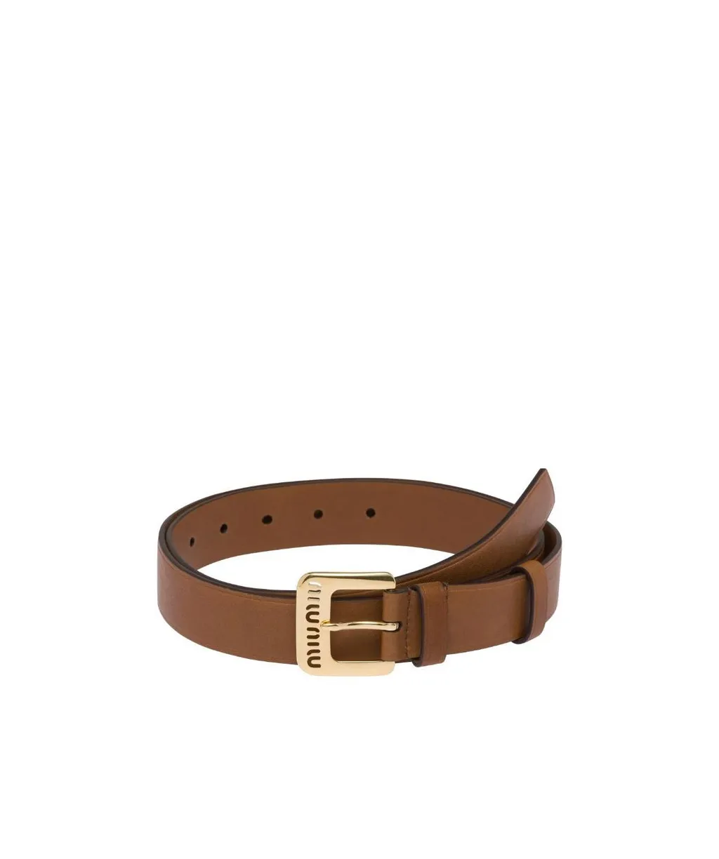 Miu Miu Cut-Out Logo Embossed Buckled Belt