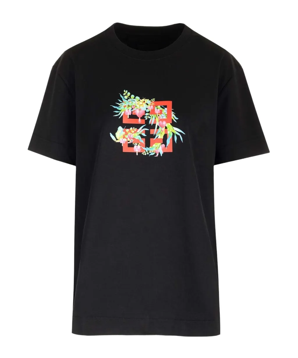 Givenchy 4G Flower Printed Crewneck T-Shirt