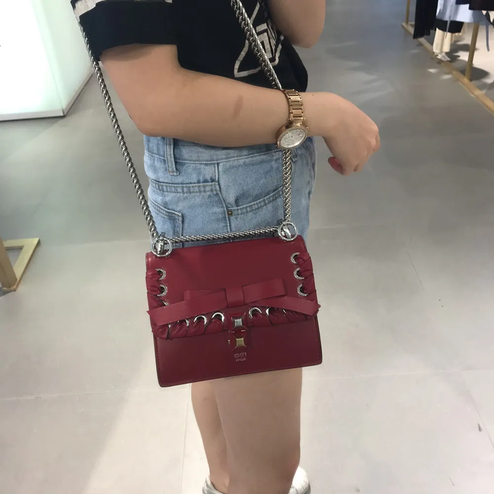 Kan I Bowknot Calfskin Shoulder Bag