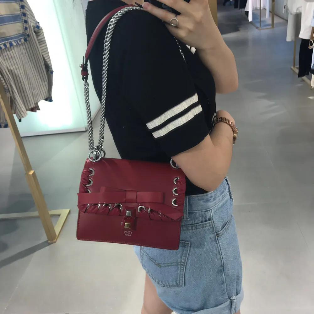 Kan I Bowknot Calfskin Shoulder Bag