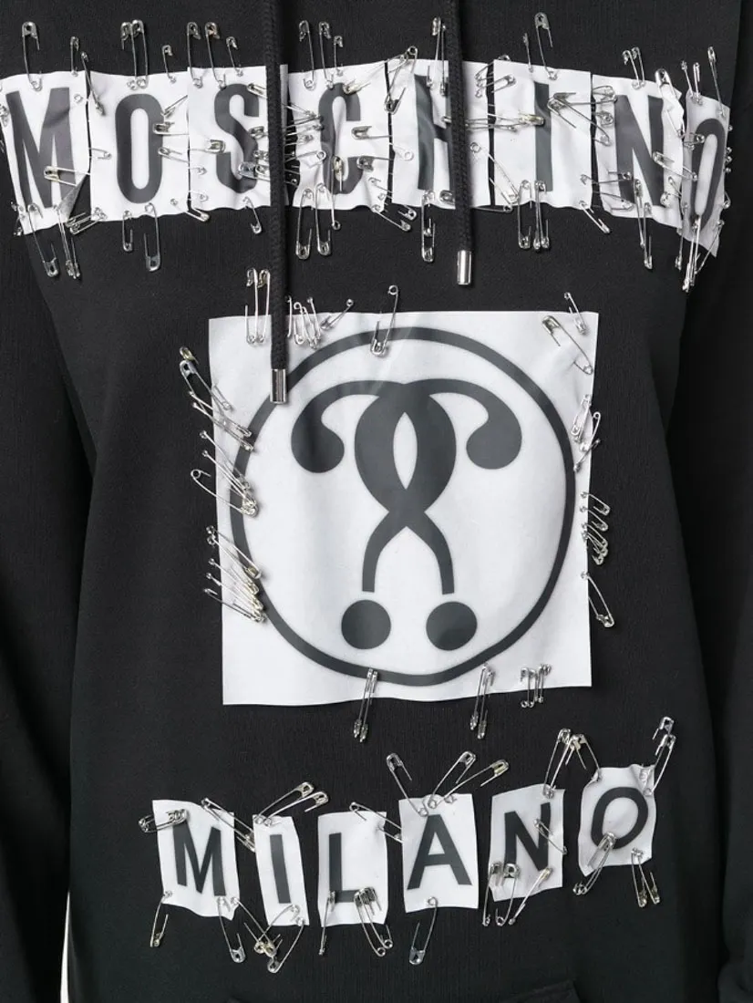 Safety Pin Embellished Logo Dress