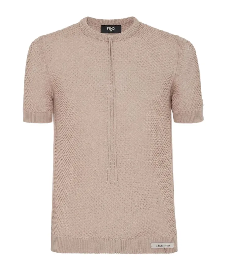 Fendi Short Sleeved Knitted Drawstring Jumper
