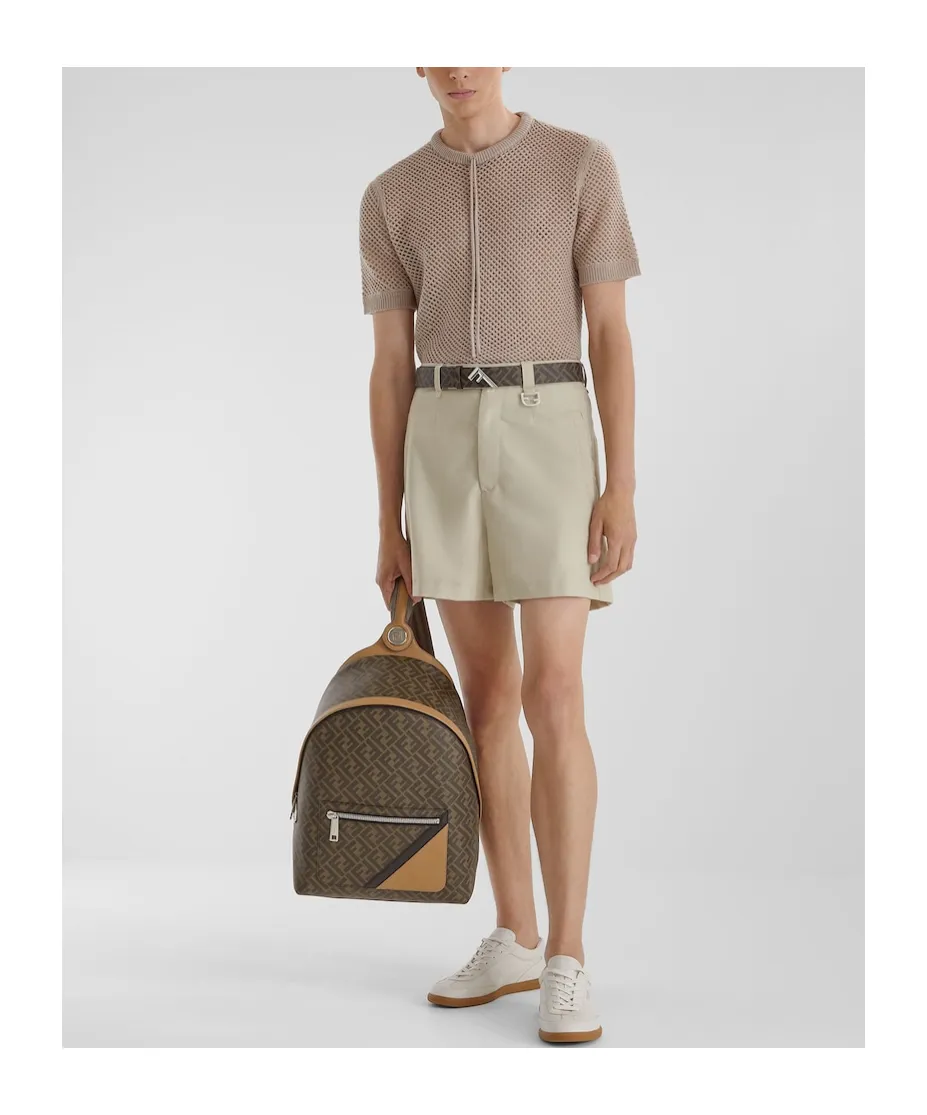 Fendi Short Sleeved Knitted Drawstring Jumper
