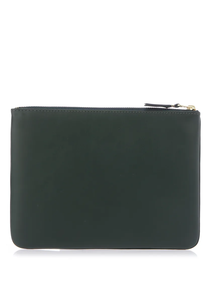 Comme Des Garons Wallet Logo Detailed Zip-Up Pouch