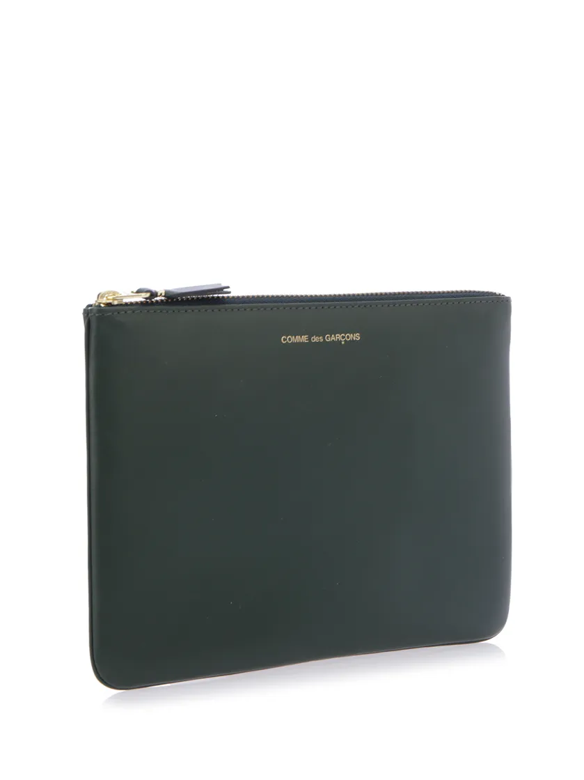 Comme Des Garons Wallet Logo Detailed Zip-Up Pouch
