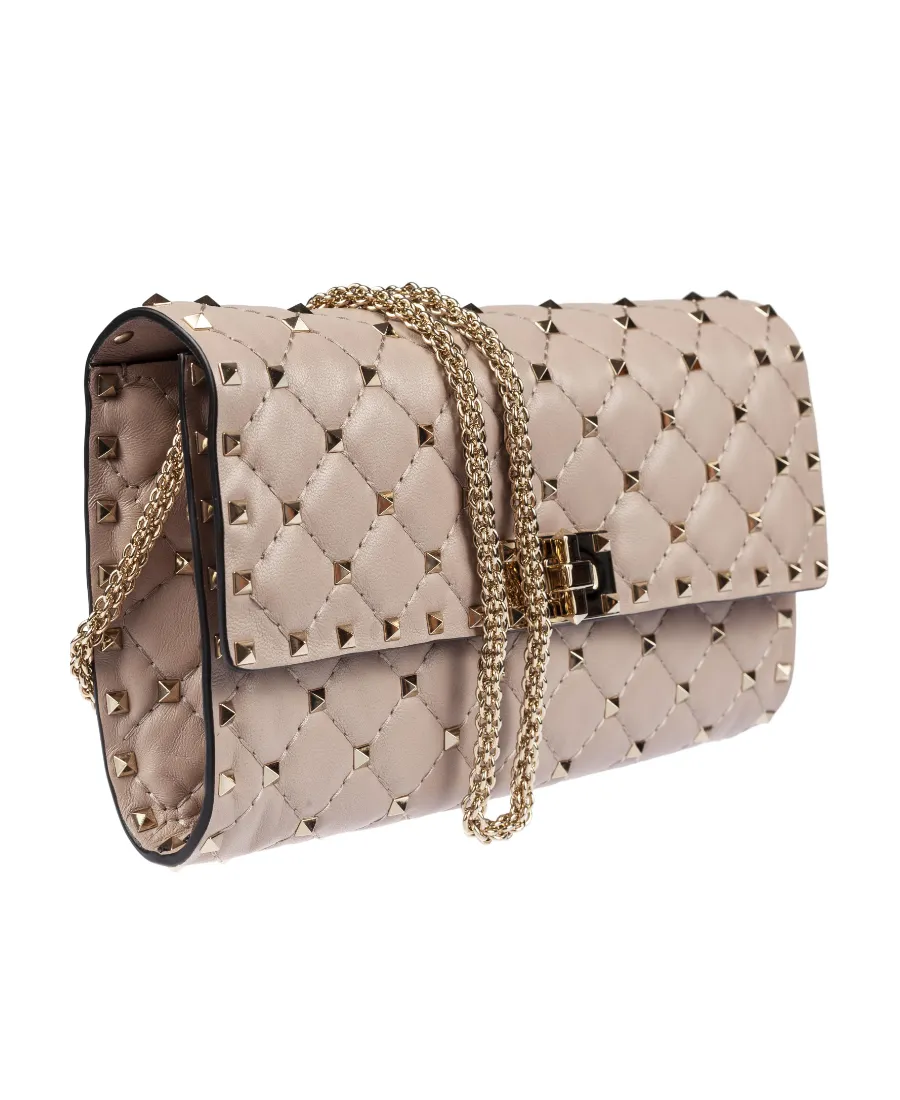 Rockstud Spike Nappa Leather Crossbody Clutch Bag