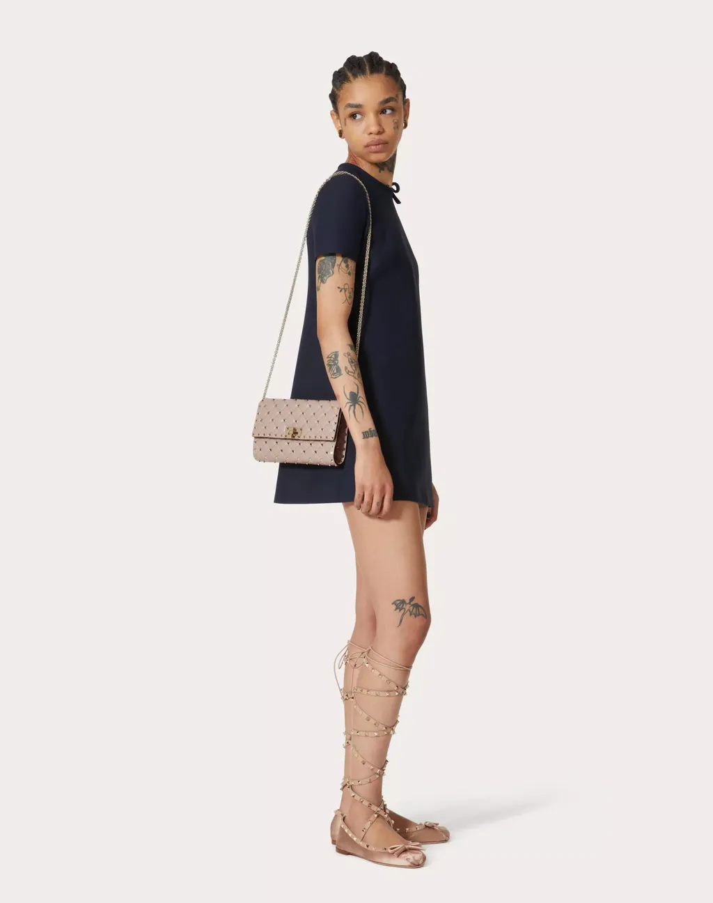 Rockstud Spike Nappa Leather Crossbody Clutch Bag
