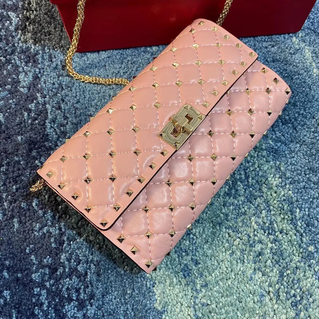 Rockstud Spike Nappa Leather Crossbody Clutch Bag