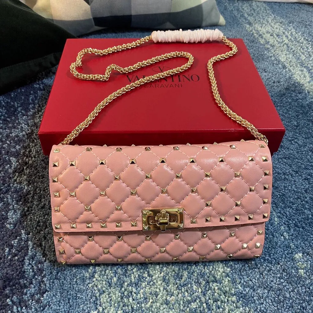 Rockstud Spike Nappa Leather Crossbody Clutch Bag