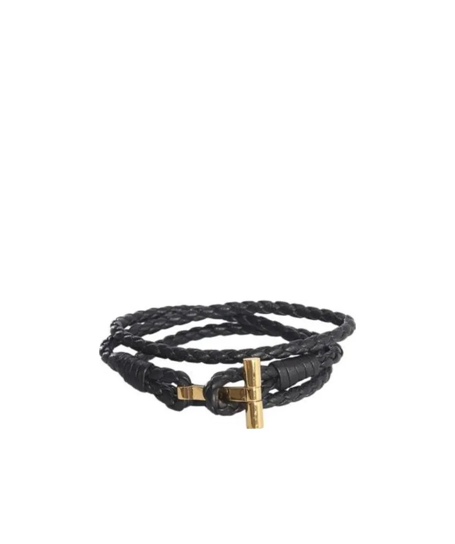 T-Bar Braided Leather Bracelet
