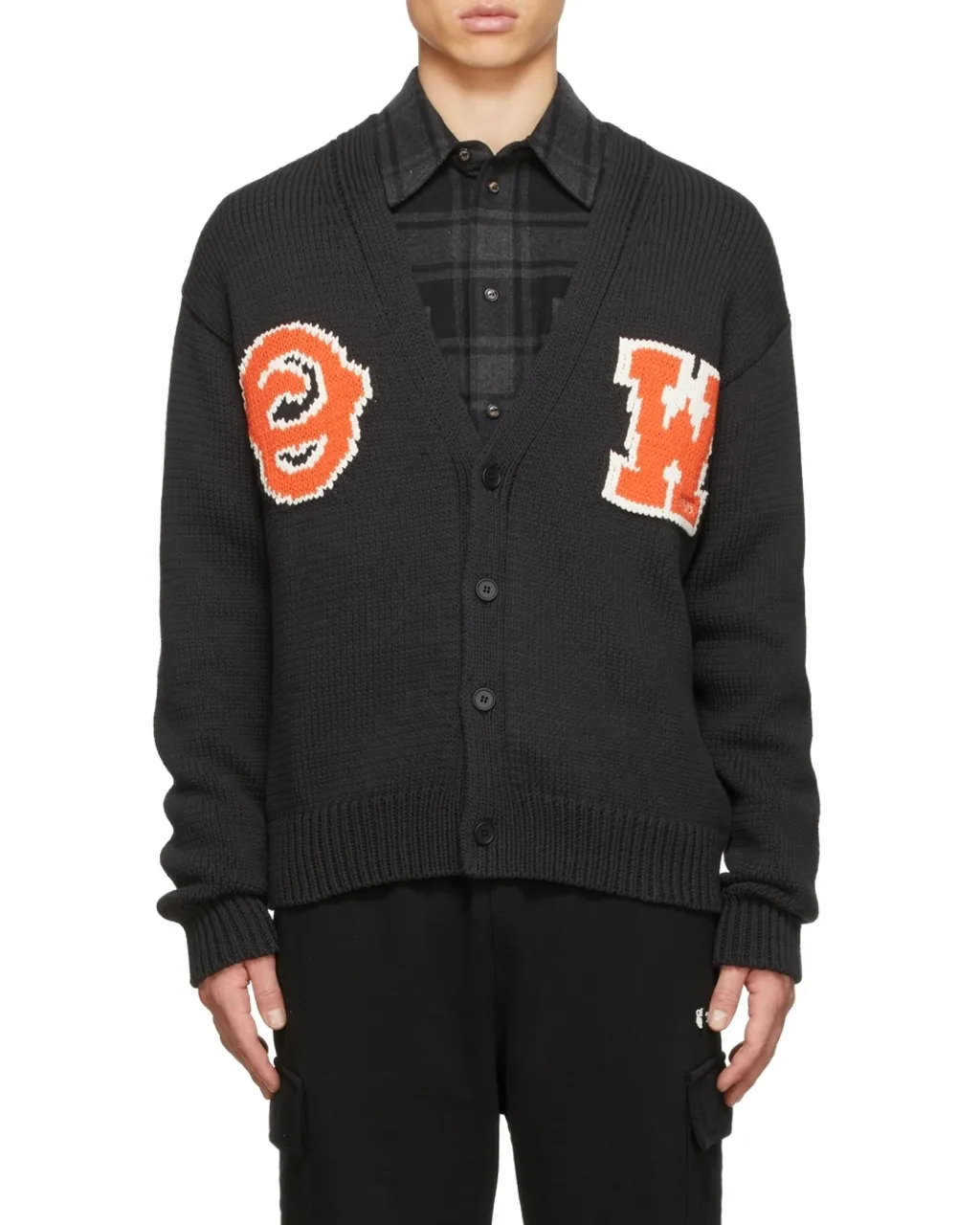 Off-White Logo Patch V-Neck Cardigan