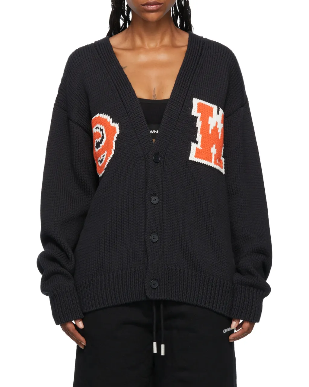 Off-White Logo Patch V-Neck Cardigan